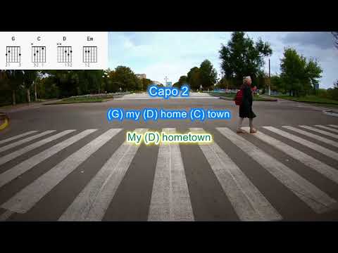 My Hometown by Bruce Springsteen play along with scrolling guitar chords and lyrics