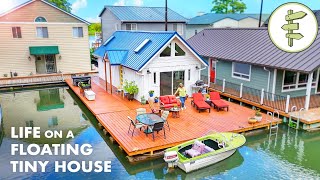 Woman Living in a Beautiful Floating Tiny House – Full Tour & How It Works