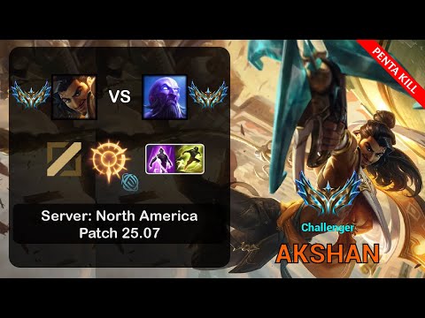 Akshan Mid vs Ryze - NA Challenger - Patch 25.07