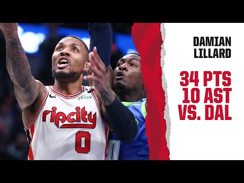 Damian Lillard (34 PTS, 10 AST) Highlights | Trail Blazers at Mavericks