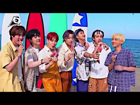 bts eating Ice cream and enjoying at beach