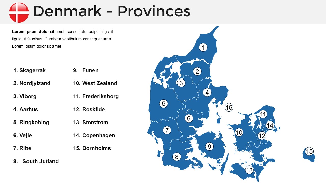 Denmark PowerPoint Maps in presentation : Tutorial