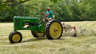 Keep Repeating ’til it’s Done || Tedding Hay with a John Deere B + More Kraut! || June 2025