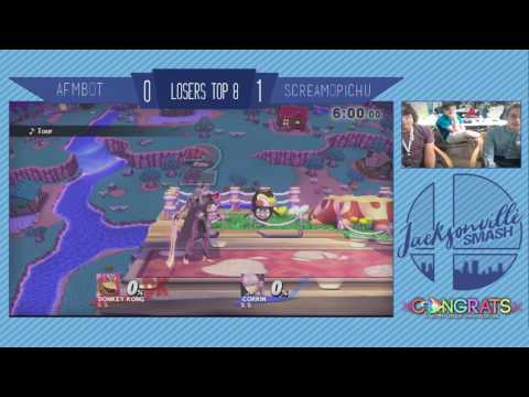 Jax Smash Weekly 4/20/17 - Afmbot(Donkey Kong) Vs ScreamoPichu(Corrin) - Wii U Losers Top 8