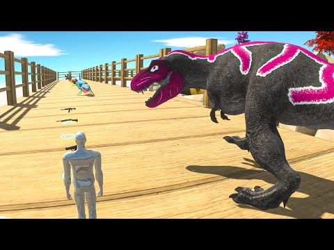 FPS AVATAR & REXY SAVES A GIRL THROUGH THE DEADLY ROAD OF DINOSAURS - Animal Revolt Battle Simulator