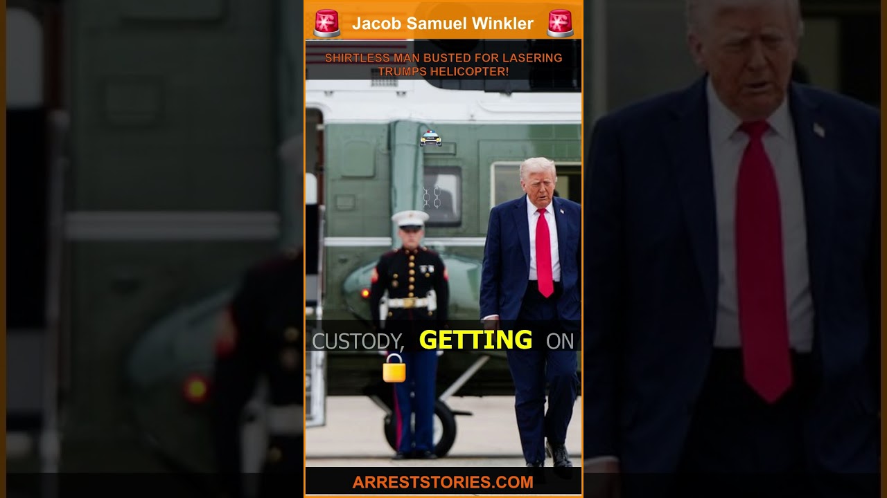 SHIRTLESS MAN BUSTED FOR LASERING TRUMPS HELICOPTER!