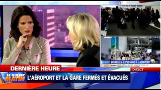 Marine Le Pen sur TVA à Montréal interview post-Attentats 22.03.16