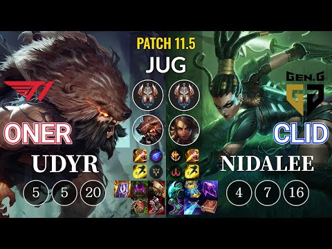 T1 Oner Udyr vs GEN Clid Nidalee Jungle - KR Patch 11.5