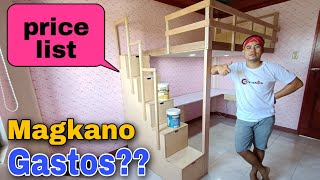 LOFT BED Magkano nga ba Ang GASTOS Presyo Ng materyales for Loft Bed | Magkano Presyo ng Materyales
