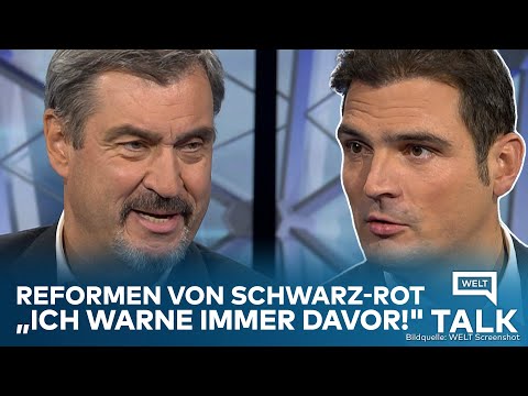 Video Thumbnail: WELT TALK SPEZIAL: Streit in Koalition? Klare Ansage von Markus Söder bei Reformen von schwarz-rot