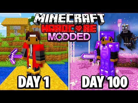 I Spent 100 Days in HARDCORE MODDED Minecraft.. Here's What Happened..