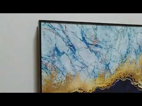 Миниатюра изображения товара Картина Декарт Абстракция голубой мрамор с золотом 8Л2998 (в раме)