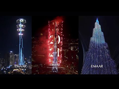 Watch Burj Khalifa 2021 LED display wishes: "Happy New Year" in multiple Languages and Flags