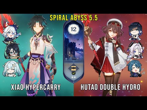 C0 Xiao Hypercarry and C1 Hutao Double Hydro | Genshin Impact Abyss 5.5 Floor 12 9 Stars