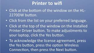 Connect Brother HL-2270DW Printer to wifi