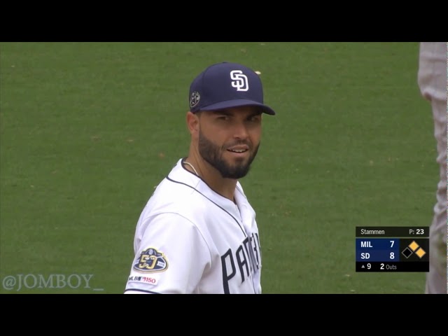 Hosmer drops the final out while celebrating catching the final out  (MISTAKES WERE MADE)