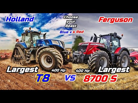 N.Holland T8 435 VS M.Ferguson 8740 S - [Power/Size/Output Comparison] - (Largest vs Largest)