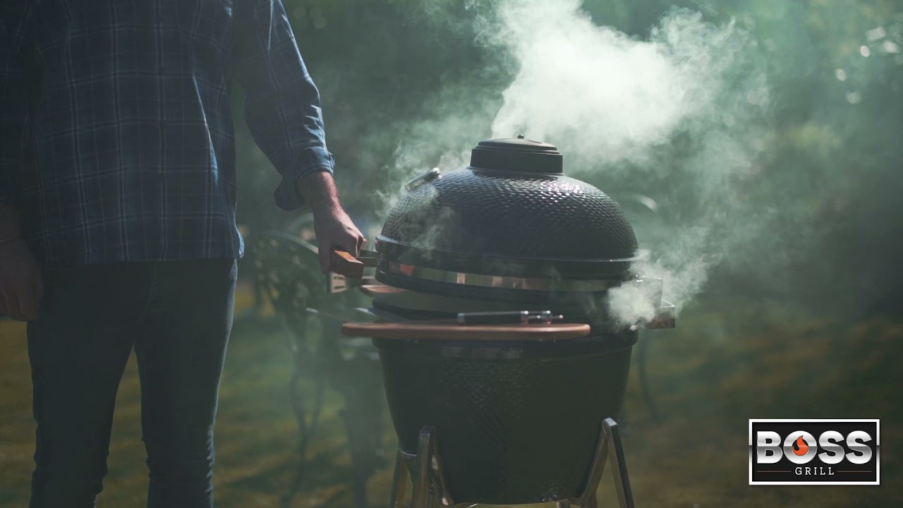Boss Grill The Egg - 18 Inch Ceramic Kamado Style Charcoal Egg BBQ Grill
