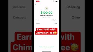 $100 Cash Bonus with Chime Bank🤑 #shorts