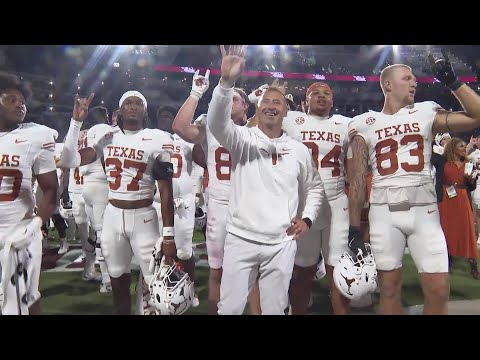 Steve Sarkisian celebrates after the win over Mississippi State