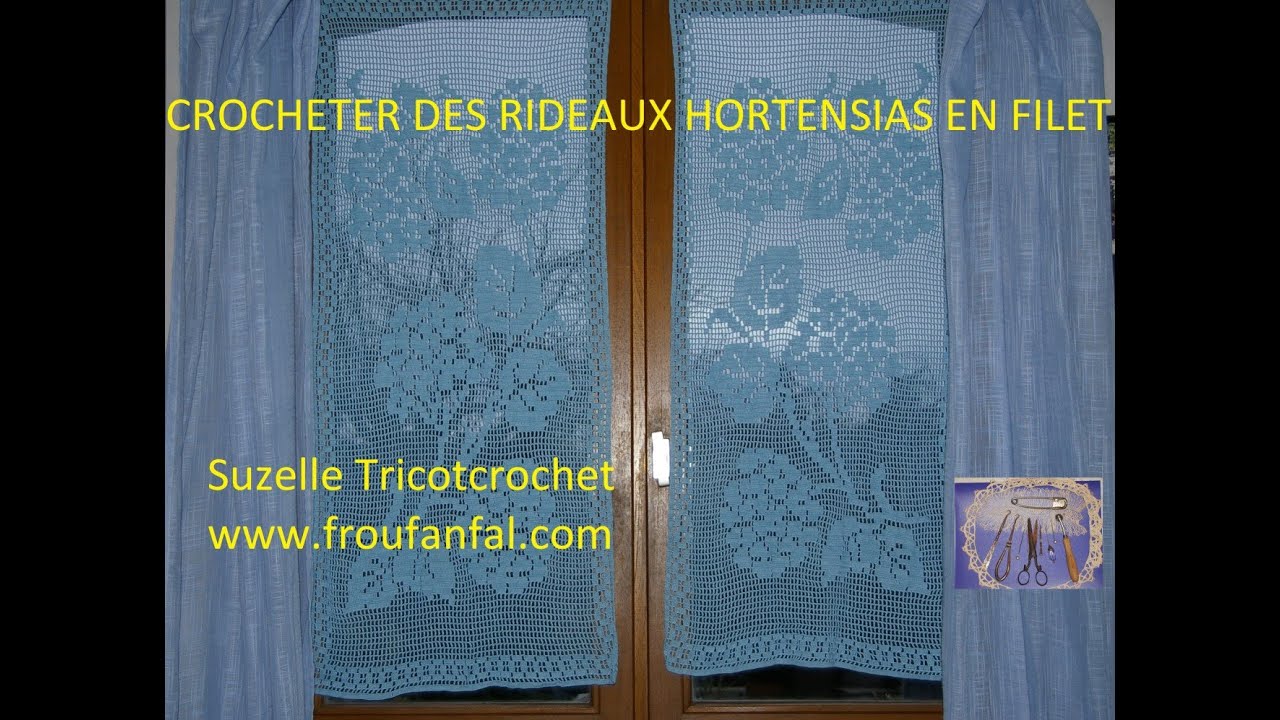 Tuto crochet rideau en filet Hortensias