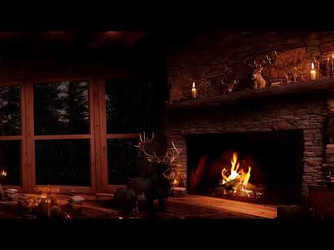 ⛈️Rain Storm in mystery forest - Rain & Crackling fireplace 🔥Rain for Sleeping & Relaxing