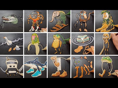 Italian Brainrot: Bombardiro Crocodilo, U Din Din Din Din, Lirili Larila,... Pancake art challenge