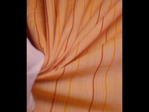 Stripe Light Orange Pure Cotton 61 GSM Handwoven Fabric — video