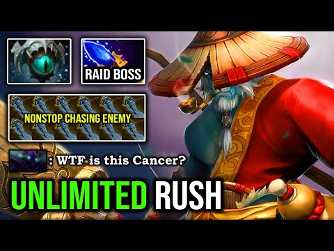 UNLIMITED PHANTOM RUSH Crazy 1v5 Raid Boss with Aghanim Skadi PL Spammer Vs Pro Tinker DotA 2