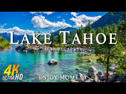 FLYING OVER LAKE TAHOE (4K UHD) Amazing Beautiful Nature Scenery with Relaxing Music | Piano Music