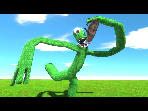 Rainbow Friend Green Death Run - Animal Revolt Battle Simulator