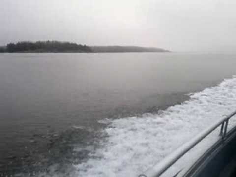 Boating on Baltic Sea in November in Finland