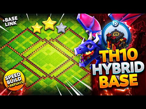 The ULTIMATE TH10 HYBRID/TROPHY BASE with LINK 2024 | CoC Layout Speed BUILD + PROOF Replays