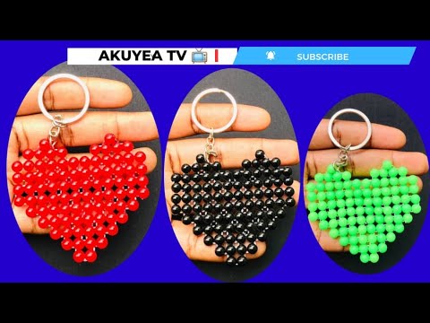 How to make a DIY LOVE Shaped BEADED KEYCHAIN//DIY Beaded Keyholder