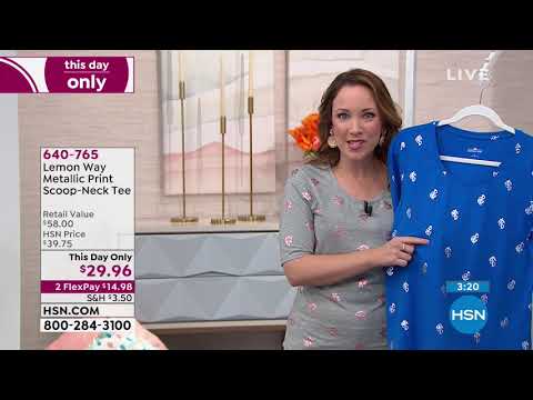 Lemon Way Metallic Print ScoopNeck Tee