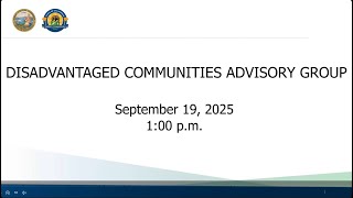 Disadvantaged Communities Advisory Group (DACAG) Meeting 9/19/2025