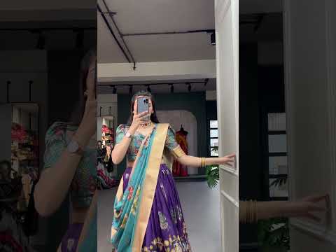 Enchanting Peach Dola Silk Lehenga Choli with Kalamkari Print