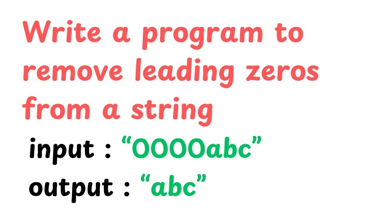 remove leading zeros from a string | java programming tutorial