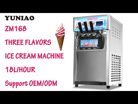ZM-168 Soft ice cream machine 2+1 mix flavors 18L/h machine à glace molle آلة الآيس كريم الناعمة