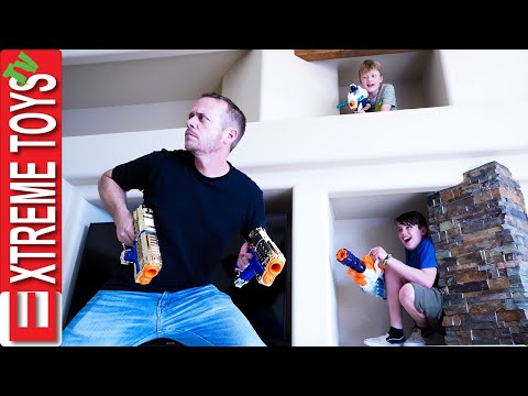 Sneak Attack Payback on Dad! Ethan and Cole Family X-Shot Blaster Battle!