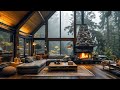 Rainy Day Jazz & Fireplace Ambience | Relaxing Forest Music for Calm & Peaceful Moments