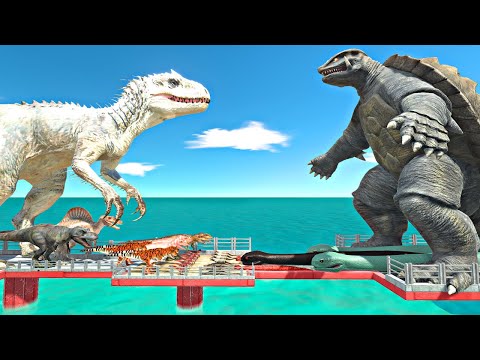 Dinosaurs Bridge Challenge | Reptiles vs Indominus Rex - Animal Revolt Battle Simulator