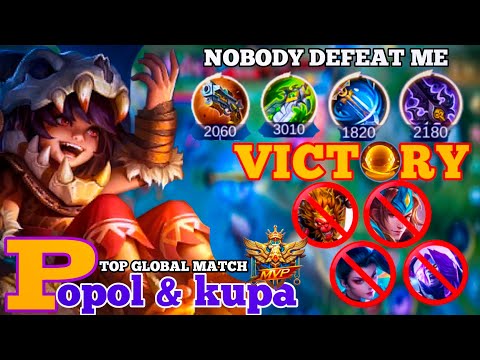 42 KISS!! TOP GLOBAL POPOL AND KUPA 2023 GAMEPLAY | BEST BUILD POPOL AND KUPA MLBB