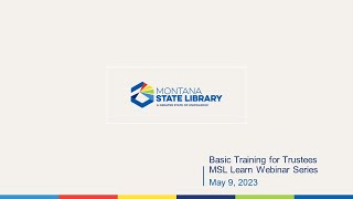 MSL Learn Webinar Series - Basic Training for Trustees