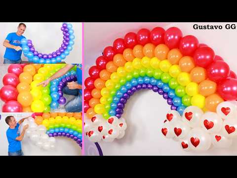 🔴 ARCOIRIS DE GLOBOS 🌈 como hacer un arcoiris con globos 🌈 decoración con globos - arco de globos