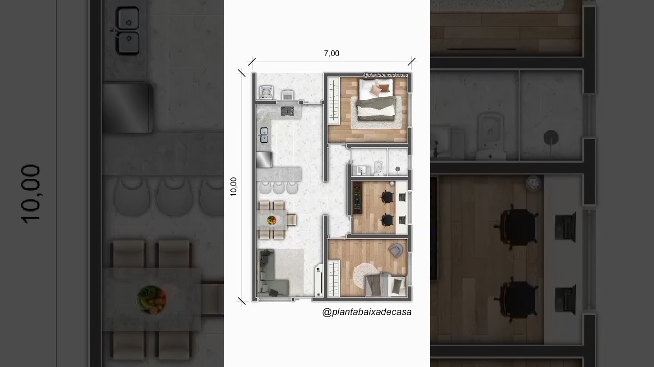 PLANTA BAIXA CASA 3 QUARTOS 70m²