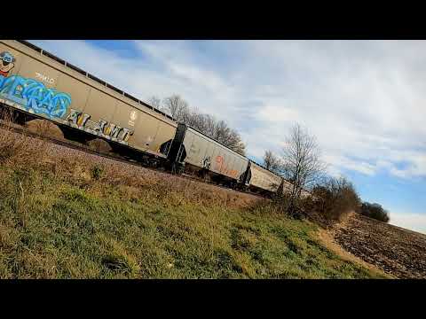 CN westbound at Milepost 107 in German Valley, IL  11/2/24