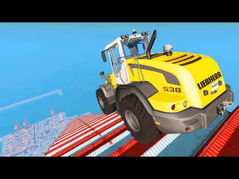 Mega Ladder For Car Destruction - BeamNG drive