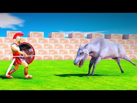 Daeodon vs humans - NPC Battles - Animal Revolt Battle Simulator