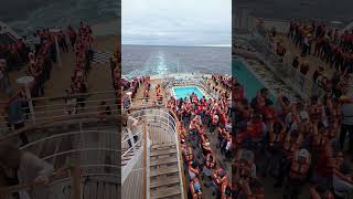 Cunard QM2: ALL Staff Emergency Drill! (Life Jackets On!) #QM2 #short #Cruise